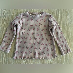 Zara Pink Floral Ribbed Top